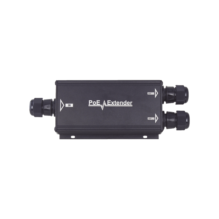 Extensor PoE/ 100 Metros / Intemperie (IP66) / 60 Watts / 1 puerto @ 2 salidas a 30 W  / No requiere fuente de alimentación adicional