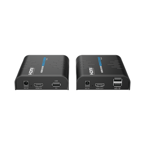 Kit extensor KVM (HDMI y USB) hasta 120 metros | Resolución 1080P @ 60 Hz | Soporta STP y UTP CAT6 | Soporta Switch Gigabit para control KVM múltiple | Soporta hasta 253 receptores | Transmite el Video y Controla tu DVR vía USB