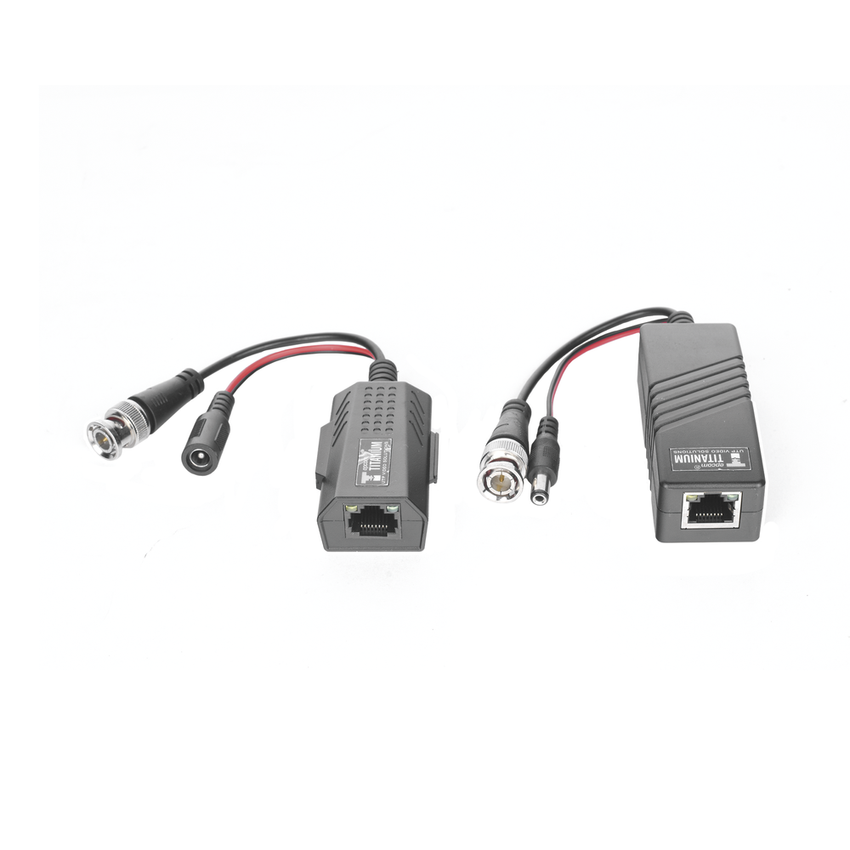 Kit de transceptores activos TURBO HD. Convierte 36/24 Vcc a 12 Vcc regulados, a través de cable  UTP Cat5e / 6. Transmision de 200 m (Revisar tabla de resoluciones )