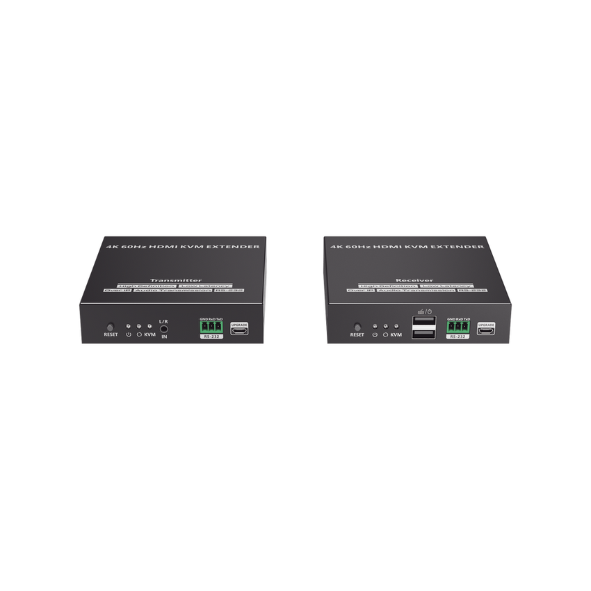 Kit Extensor KVM (HDMI y USB) hasta 120 metros | Transmite el Video y Controla tu DVR vía USB a distancia | Soporta resolución 4K @60Hz | Cat 6, 6a y 7 | Salida Loop en el Tx para visualización local