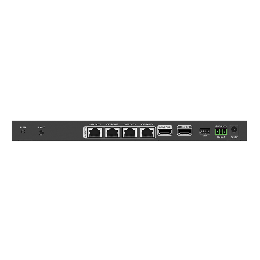 Kit Divisor y Extensor HDMI | 1x4 | Hasta 70 m |Resolución 4K @ 60 Hz |  Cat 6/6a/7 | IPCOLOR | CERO LATENCIA | Puerto S/PDIF | EDID | RS232 | Salida Loop / PoC