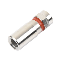Conector F Macho de Compresión, Metálico para cable RG-59, Cuerpo de Bronce Niquelado.