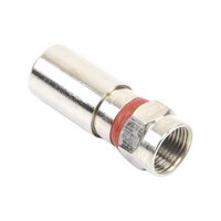 Conector F Macho de Compresión, Metálico para cable RG-6, Cuerpo de Bronce Niquelado.