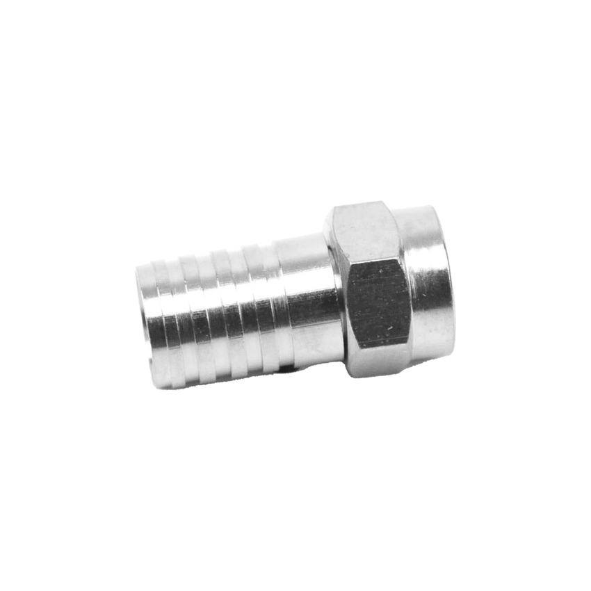 Conector F Macho, Plegable de Doble Blindaje para cable RG-59, Cuerpo de Bronce Niquelado.