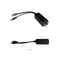 Cable divisor PoE pasivo de 48-55 Vcc @ 12 Vcc, 2 A. Aplicaciones como adaptar micrófonos en cámaras IP