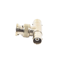 Adaptador en T para 75 Ohm de Conector BNC Macho a Doble BNC Hembra, Níquel/ Oro/ Teflón.