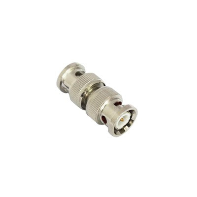 Adaptador tipo barril para 75 Ohm, de conector BNC macho a BNC macho, Níquel/ Oro/ Teflón.