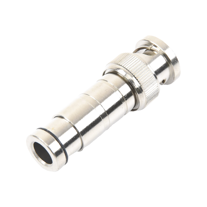 Conector BNC Macho en 75 Ohm, de Compresi�n Axial para Cable Coaxial RG-59/U, N�quel/ Oro/ Politetrafluoroetileno.