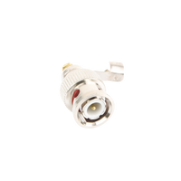 Conector BNC macho en 75 Ohm, para cable coaxial RG-59 / Con base de alivio negra de PVC, Níquel/ Oro/ PTFE.