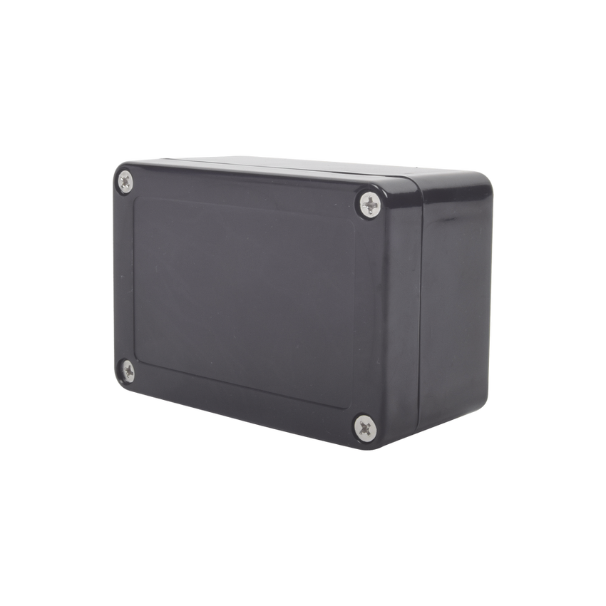 Gabinete Plástico Negro para Exterior (IP65) de 100 x 68 x 50 mm Cierre por Tornillos.