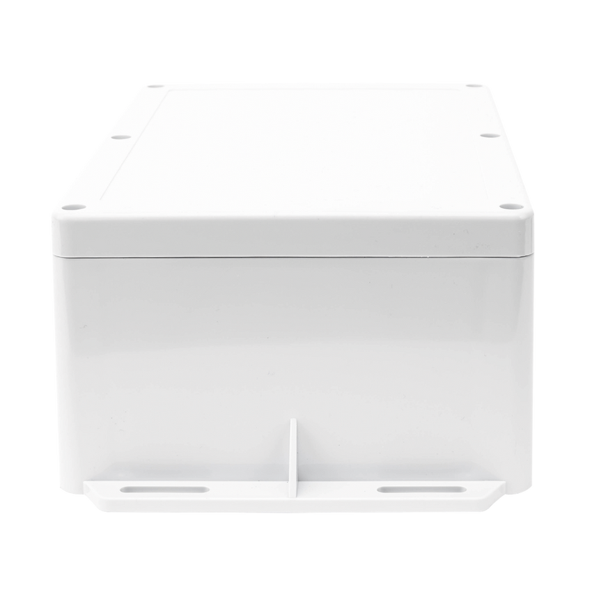 Gabinete Plástico para Exterior (IP65) de 160 x 220 x 100 mm Cierre por Tornillos Metálicos. Tiene Orejas para instalación a muro.