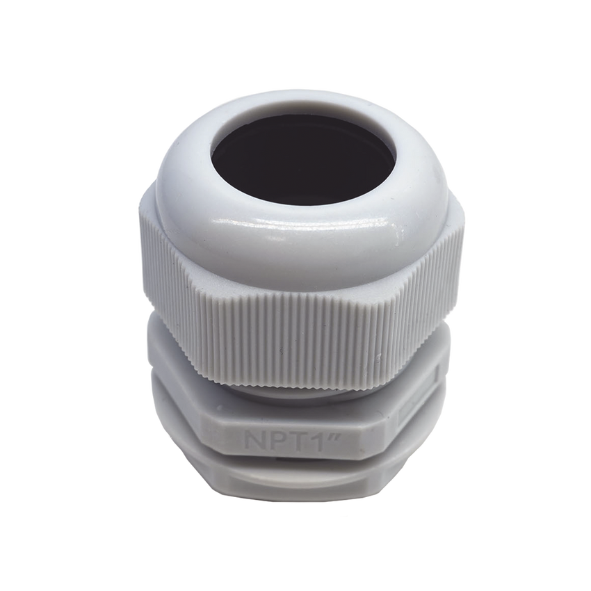 Conector Plástico Blanco Tipo Glándula para Rosca NPT 1"