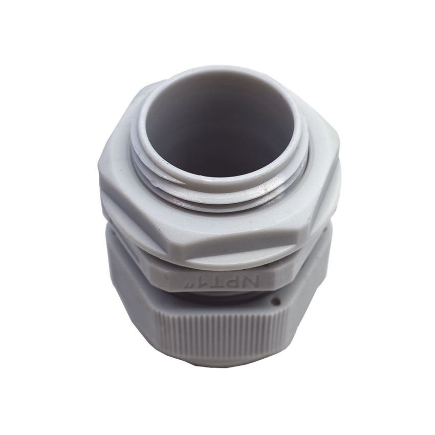 Conector Plástico Blanco Tipo Glándula para Rosca NPT 1"
