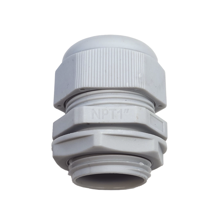 Conector Plástico Blanco Tipo Glándula para Rosca NPT 1"