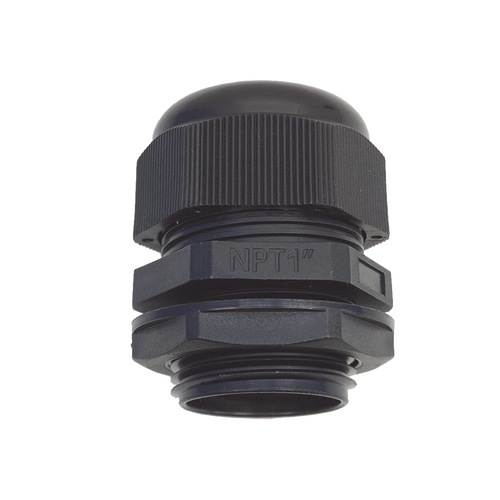 Conector Plástico Negro Tipo Glándula para Rosca NPT 1"