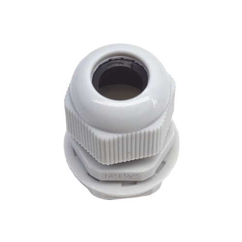 Conector Plástico Blanco Tipo Glándula para Rosca NPT 1/2"
