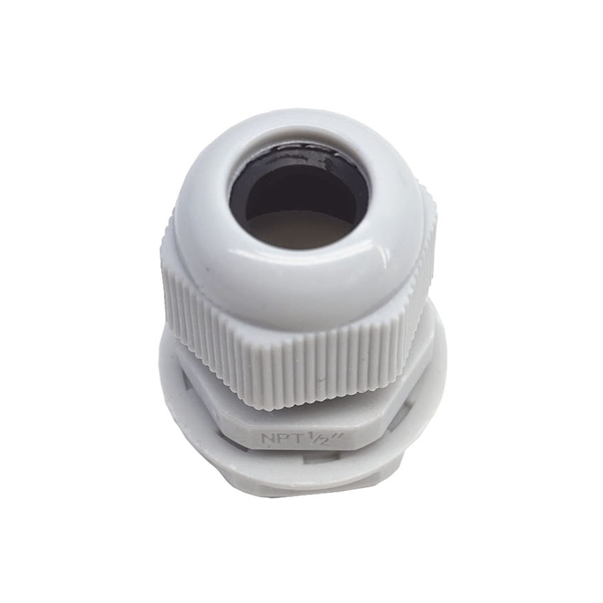 Conector Plástico Blanco Tipo Glándula para Rosca NPT 1/2"