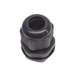 Conector Plástico Negro Tipo Glándula para Rosca NPT 1/2"