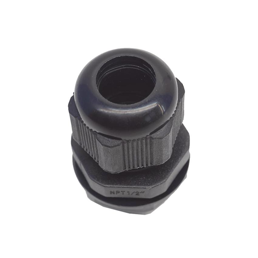 Conector Plástico Negro Tipo Glándula para Rosca NPT 1/2"