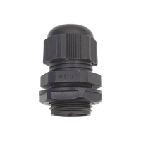 Conector Plástico Negro Tipo Glándula para Rosca NPT 1/2"