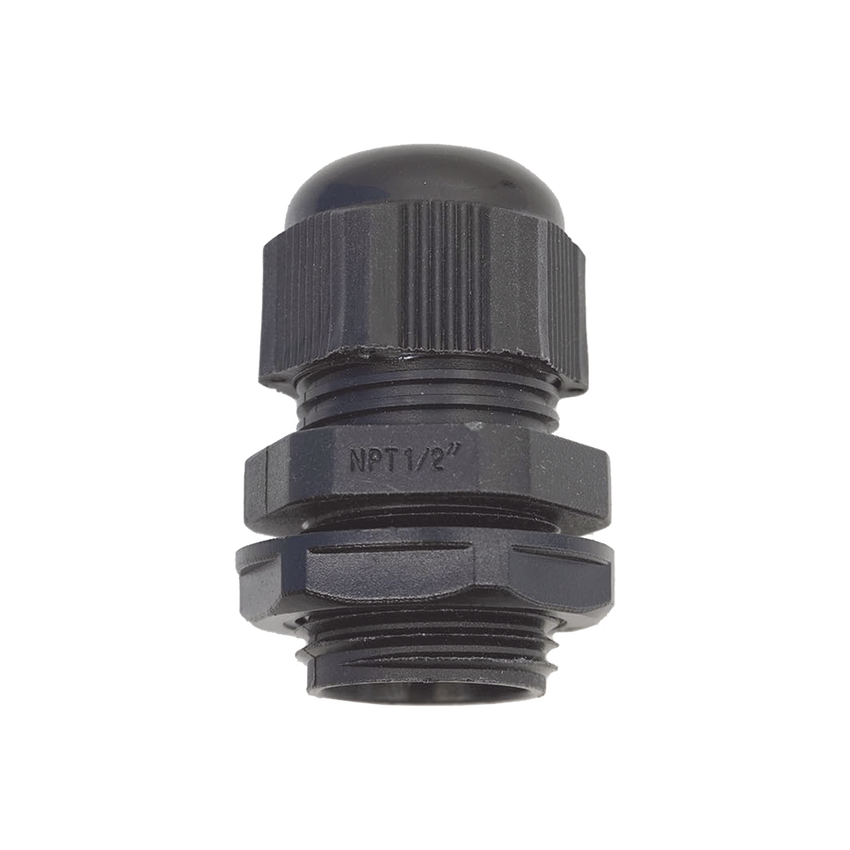 Conector Plástico Negro Tipo Glándula para Rosca NPT 1/2"