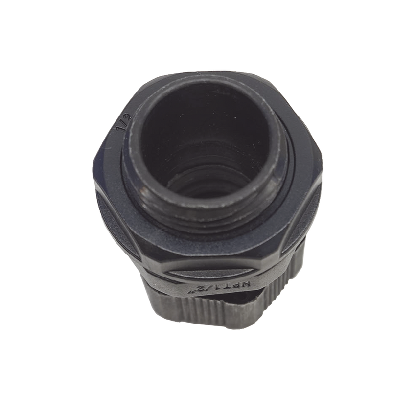Conector Plástico Negro Tipo Glándula para Rosca NPT 1/2"