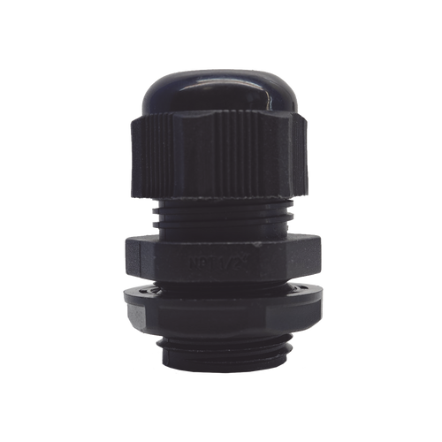 Conector Plástico Negro Tipo Glándula para Rosca NPT 1/2"