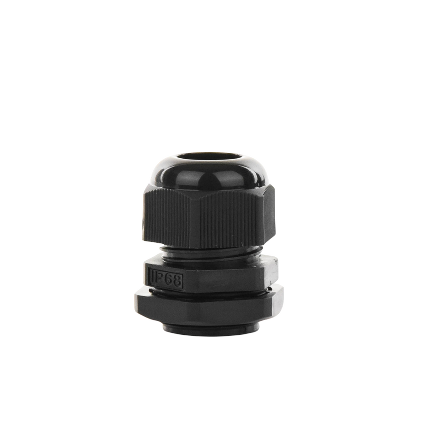 Conector Plástico Negro Tipo Glándula para Cable de 10 a 14 mm de Diámetro.