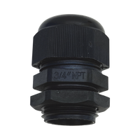 Conector Plástico Negro Tipo Glándula para Rosca NPT 3/4"