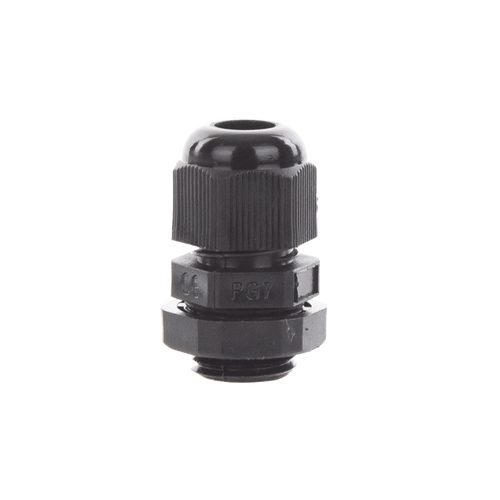 Conector Plástico Negro Tipo Glándula para Cable de 3.5 a 6 mm de Diámetro.