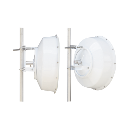 Antena direccional de alta resistencia, Ganancia 30 dBi, (4.9 -6.4 GHz), Plato hondo para mayor inmunidad al ruido, Conectores N-Hembra, Montaje incluido.