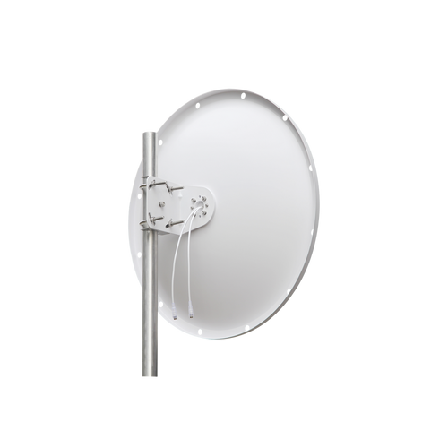 Antena Direccional con Frecuencia Extendida / 4.8 - 6.5 GHz / 28 dBi /  Jumper incluido con conector  SMA-Macho Inverso / Polaridad en 90º y 45º / Montaje incluido para torre o mástil