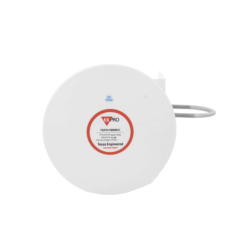 Antena Tipo Horn de 45 °, 15 dBi, 4.9 - 7GHz, Ideal para ambientes de alto ruido,  Tipo de conector RPSMA, con montaje y jumpers incluidos