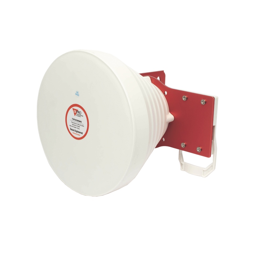 Antena Tipo Horn de 30 °, 19 dBi, 4.9-6.5 GHz, Ideal para ambientes de alto ruido,  Tipo de conector N-Hembra, con montaje y jumpers incluidos