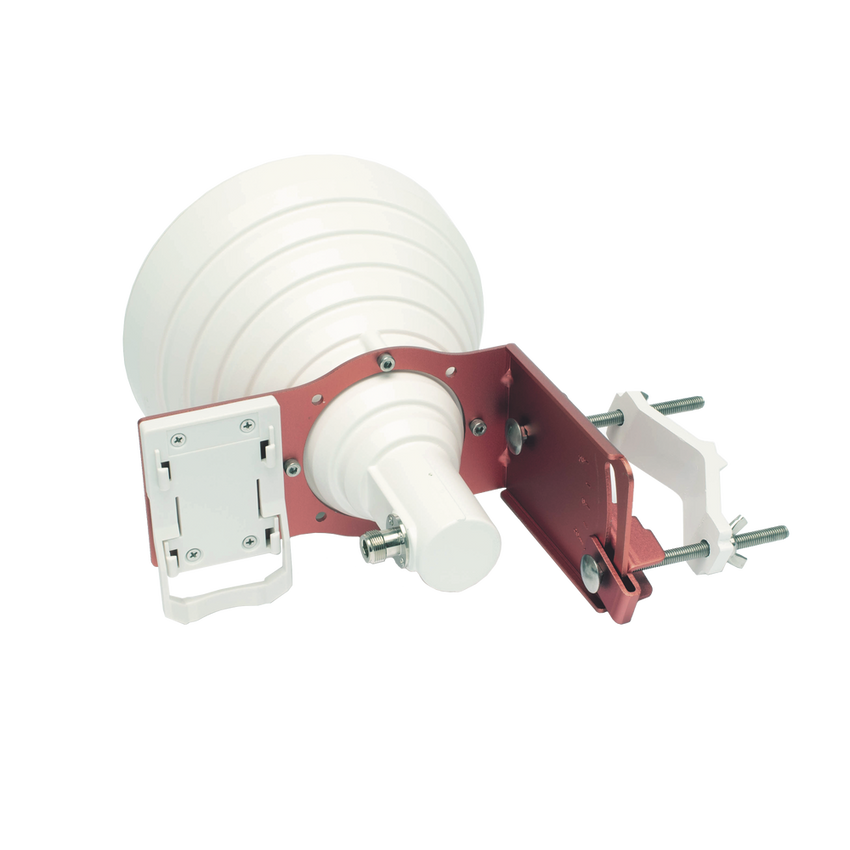 Antena Tipo Horn de 30 °, 19 dBi, 4.9-6.5 GHz, Ideal para ambientes de alto ruido,  Tipo de conector N-Hembra, con montaje y jumpers incluidos