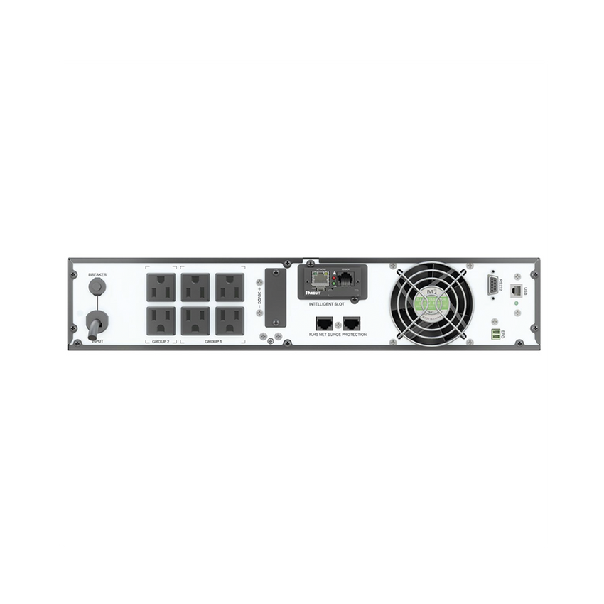 UPS SmartZone de 1000 VA/1000 W, Online Doble Conversión, Entrada 120 Vca NEMA 5-15P, Onda Senoidal Pura, 2 UR, Con 6 Tomas NEMA 5-15R, Incluye Tarjeta de Red y Kit de Rieles