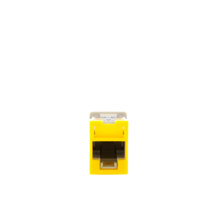 Jack Ultramax Cat5e, UTP, Montaje Híbrido en Placa de Pared (Plano y Angulado), Color Amarillo, Punch Down