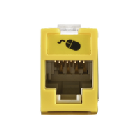 Jack UltraMAX Cat5e, UTP, Montaje híbrido en Placa de Pared (Plano y Angulado), Color Amarillo, Punch Down
