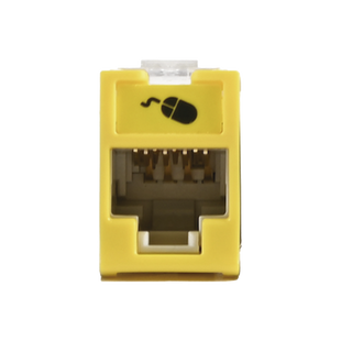 Jack UltraMAX Cat5e, UTP, Montaje híbrido en Placa de Pared (Plano y Angulado), Color Amarillo, Punch Down