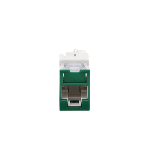 Jack UltraMAX Cat5e, UTP, Montaje Híbrido en Placa de Pared (Plano y Angulado), Color Verde, Punch Down