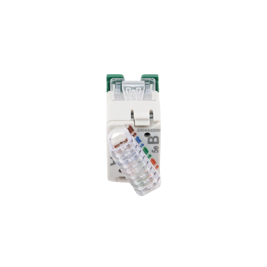 Jack UltraMAX Cat5e, UTP, Montaje Híbrido en Placa de Pared (Plano y Angulado), Color Verde, Punch Down