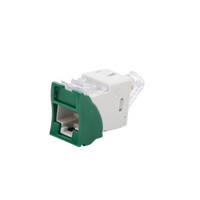 Jack UltraMAX Cat5e, UTP, Montaje Híbrido en Placa de Pared (Plano y Angulado), Color Verde, Punch Down