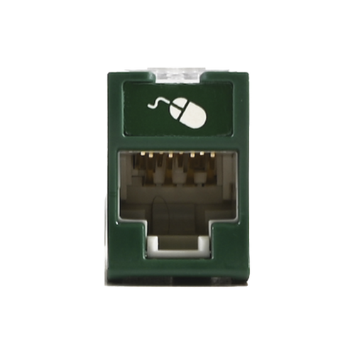 Jack UltraMAX Cat5e, UTP, Montaje híbrido en Placa de Pared (Plano y Angulado), Color Verde, Punch Down