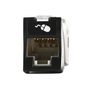 Jack UltraMAX Cat6, UTP, Montaje híbrido en Placa de Pared (Plano y Angulado), Color Negro, Punch Down