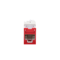 Jack Ultramax Cat6, UTP, Montaje Híbrido en Placa de Pared (Plano y Angulado), Color Rojo, Punch Down