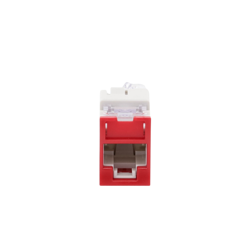 Jack Ultramax Cat6, UTP, Montaje Híbrido en Placa de Pared (Plano y Angulado), Color Rojo, Punch Down