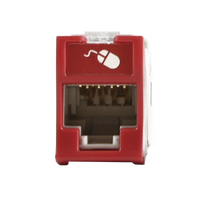 Jack UltraMAX Cat6, UTP, Montaje híbrido en Placa de Pared (Plano y Angulado), Color Rojo, Punch Down