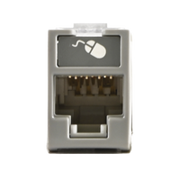 Jack UltraMAX Cat6, UTP, Montaje híbrido en Placa de Pared (Plano y Angulado), Color Gris, Punch Down