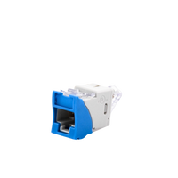 Jack UltraMAX Cat6, UTP, Montaje Híbrido en Placa de Pared (Plano y Angulado), Color Azul, Punch Down