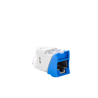Jack UltraMAX Cat6, UTP, Montaje Híbrido en Placa de Pared (Plano y Angulado), Color Azul, Punch Down